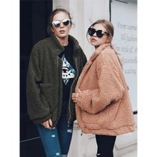 Load image into Gallery viewer, Durable Autumn Winter Faux Fur Coat For Women Casual Warm Soft Zipper Fur Jacket Plush Overcoat Pocket Plus Size Teddy Coat For Female
