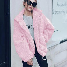 Load image into Gallery viewer, Durable Autumn Winter Faux Fur Coat For Women Casual Warm Soft Zipper Fur Jacket Plush Overcoat Pocket Plus Size Teddy Coat For Female
