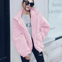 Load image into Gallery viewer, Durable Autumn Winter Faux Fur Coat For Women Casual Warm Soft Zipper Fur Jacket Plush Overcoat Pocket Plus Size Teddy Coat For Female
