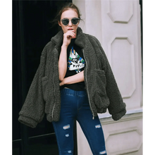 Load image into Gallery viewer, Durable Autumn Winter Faux Fur Coat For Women Casual Warm Soft Zipper Fur Jacket Plush Overcoat Pocket Plus Size Teddy Coat For Female
