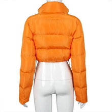 Load image into Gallery viewer, Durable Faux PU Leather Bubble Puffer Winter Warm Jacket Women Coats Long Sleeve Outerwear Zipper Casual Slim jacket

