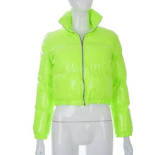 Load image into Gallery viewer, Durable Faux PU Leather Bubble Puffer Winter Warm Jacket Women Coats Long Sleeve Outerwear Zipper Casual Slim jacket
