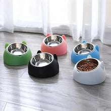 Load image into Gallery viewer, Durable Stainless Steel Cat Small Pet Bowl Easy Clean Cute Cat Feeding Bowls Drinking Water Feeder Tilt Dish For Pets
