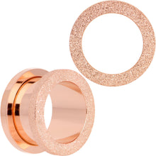 Load image into Gallery viewer, Rose Gold PVD Sandblasted Screw Fit Tunnel Plug Set 5mm to 16mm
