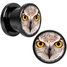 Load image into Gallery viewer, Full Color Owl Black Anodized Screw Fit Plug Set 00G
