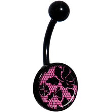 Load image into Gallery viewer, Pink Floral Lace Black Belly Ring
