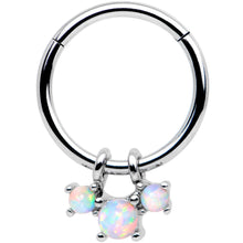 Load image into Gallery viewer, 16G 3/8 White Synthetic Opal Bunch Hinged Segment Ring
