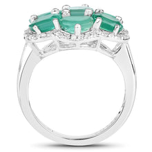 Load image into Gallery viewer, 3.33 Carat Genuine Zambian Emerald and White Zircon .925 Sterling Silver Ring
