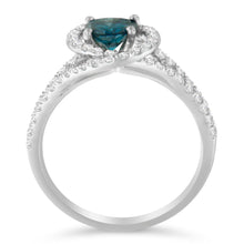 Load image into Gallery viewer, 14K White Gold 1-1/3 Cttw White &amp; Blue Diamond Interweaving Double Halo Cocktail Statement Ring (G-H and Fancy Blue Color, SI2-I1 Clarity) - Size 6
