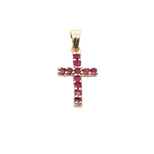 Load image into Gallery viewer, .21ct Ruby Cross Religious Pendant 10KT Yellow Gold
