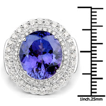Load image into Gallery viewer, 10.79 Carat Genuine Tanzanite and White Diamond 18K White Gold Ring
