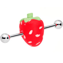 Load image into Gallery viewer, 14G Handcrafted Scrumptious Strawberry Industrial Barbell 32mm
