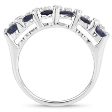 Load image into Gallery viewer, 3.66 Carat Genuine Blue Sapphire and White Topaz .925 Sterling Silver Ring
