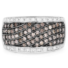 Load image into Gallery viewer, 0.87 Carat Genuine Champagne Diamond and White Diamond .925 Sterling Silver Ring
