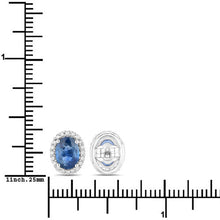 Load image into Gallery viewer, 2.16 Carat Genuine Blue Sapphire and White Diamond 14K White Gold Earrings
