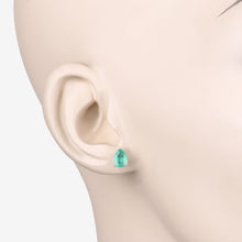 Load image into Gallery viewer, 1.30 Carat Genuine Zambian Emerald 10K Yellow Gold Earrings

