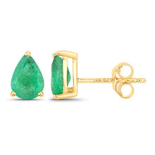 Load image into Gallery viewer, 1.30 Carat Genuine Zambian Emerald 14K Yellow Gold Earrings
