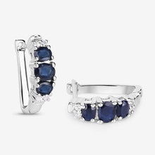 Load image into Gallery viewer, 1.66 Carat Genuine Blue Sapphire and White Topaz .925 Sterling Silver Earrings
