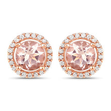 Load image into Gallery viewer, 0.93 Carat Genuine Morganite and White Diamond 14K Rose Gold Earrings
