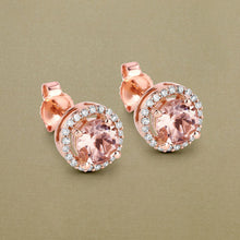 Load image into Gallery viewer, 0.93 Carat Genuine Morganite and White Diamond 14K Rose Gold Earrings
