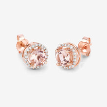 Load image into Gallery viewer, 0.93 Carat Genuine Morganite and White Diamond 14K Rose Gold Earrings
