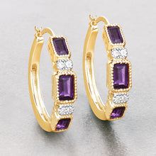 Load image into Gallery viewer, 2.18 Carat Genuine Amethyst and White Topaz .925 Sterling Silver Earrings
