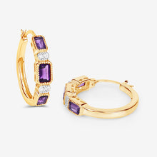 Load image into Gallery viewer, 2.18 Carat Genuine Amethyst and White Topaz .925 Sterling Silver Earrings
