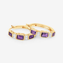 Load image into Gallery viewer, 2.18 Carat Genuine Amethyst and White Topaz .925 Sterling Silver Earrings

