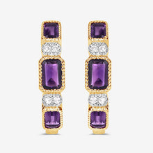 Load image into Gallery viewer, 2.18 Carat Genuine Amethyst and White Topaz .925 Sterling Silver Earrings
