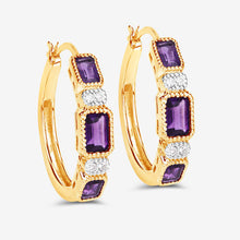 Load image into Gallery viewer, 2.18 Carat Genuine Amethyst and White Topaz .925 Sterling Silver Earrings
