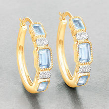 Load image into Gallery viewer, 2.66 Carat Genuine Blue Topaz and White Topaz .925 Sterling Silver Earrings
