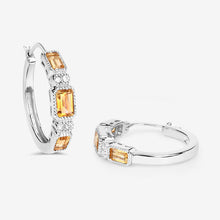 Load image into Gallery viewer, 2.88 Carat Genuine Citrine and White Topaz .925 Sterling Silver Earrings
