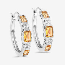 Load image into Gallery viewer, 2.88 Carat Genuine Citrine and White Topaz .925 Sterling Silver Earrings
