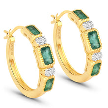 Load image into Gallery viewer, 2.40 Carat Genuine Zambian Emerald and White Topaz .925 Sterling Silver Earrings
