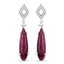 Load image into Gallery viewer, 23.25 Carat Dyed Ruby and White Topaz .925 Sterling Silver Earrings
