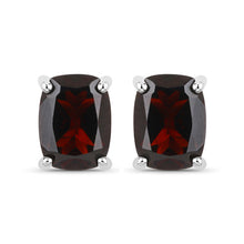 Load image into Gallery viewer, 18K White Gold Plated 3.50 Carat Genuine Garnet .925 Sterling Silver Earrings
