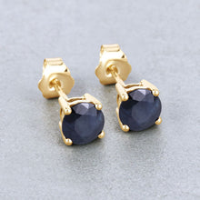Load image into Gallery viewer, 1.70 Carat Genuine Blue Sapphire 10K Yellow Gold Earrings

