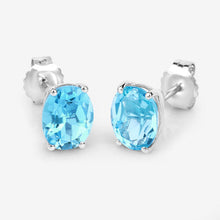 Load image into Gallery viewer, 4.00 Carat Genuine Swiss Blue Topaz .925 Sterling Silver Earrings

