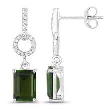 Load image into Gallery viewer, 2.28 Carat Genuine Green Tourmaline and White Diamond 14K White Gold Earrings
