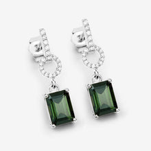 Load image into Gallery viewer, 2.28 Carat Genuine Green Tourmaline and White Diamond 14K White Gold Earrings
