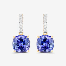 Load image into Gallery viewer, 5.64 Carat Genuine Tanzanite and White Diamond 14K Yellow Gold Earrings
