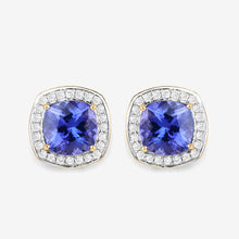 Load image into Gallery viewer, 5.98 Carat Genuine Tanzanite and White Diamond 14K Yellow Gold Earrings
