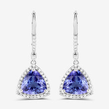 Load image into Gallery viewer, 4.61 Carat Genuine Tanzanite and White Diamond 14K White Gold Earrings
