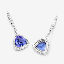 Load image into Gallery viewer, 4.61 Carat Genuine Tanzanite and White Diamond 14K White Gold Earrings
