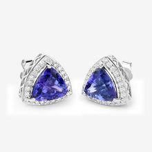 Load image into Gallery viewer, 4.62 Carat Genuine Tanzanite and White Diamond 14K White Gold Earrings
