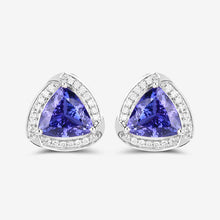 Load image into Gallery viewer, 3.70 Carat Genuine Tanzanite and White Diamond 14K White Gold Earrings
