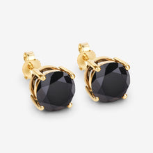 Load image into Gallery viewer, 4.30 Carat Genuine Black Diamond 14K Yellow Gold Earrings
