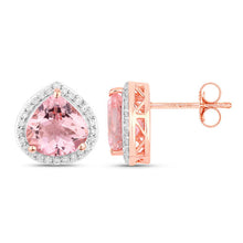 Load image into Gallery viewer, 3.27 Carat Genuine Morganite and White Diamond 14K Rose Gold Earrings
