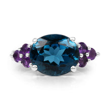 Load image into Gallery viewer, 6.60 Carat Genuine London Blue Topaz &amp; Amethyst .925 Sterling Silver Ring
