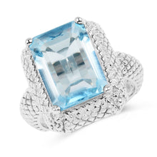 Load image into Gallery viewer, 9.25 Carat Genuine Blue Topaz .925 Sterling Silver Ring
